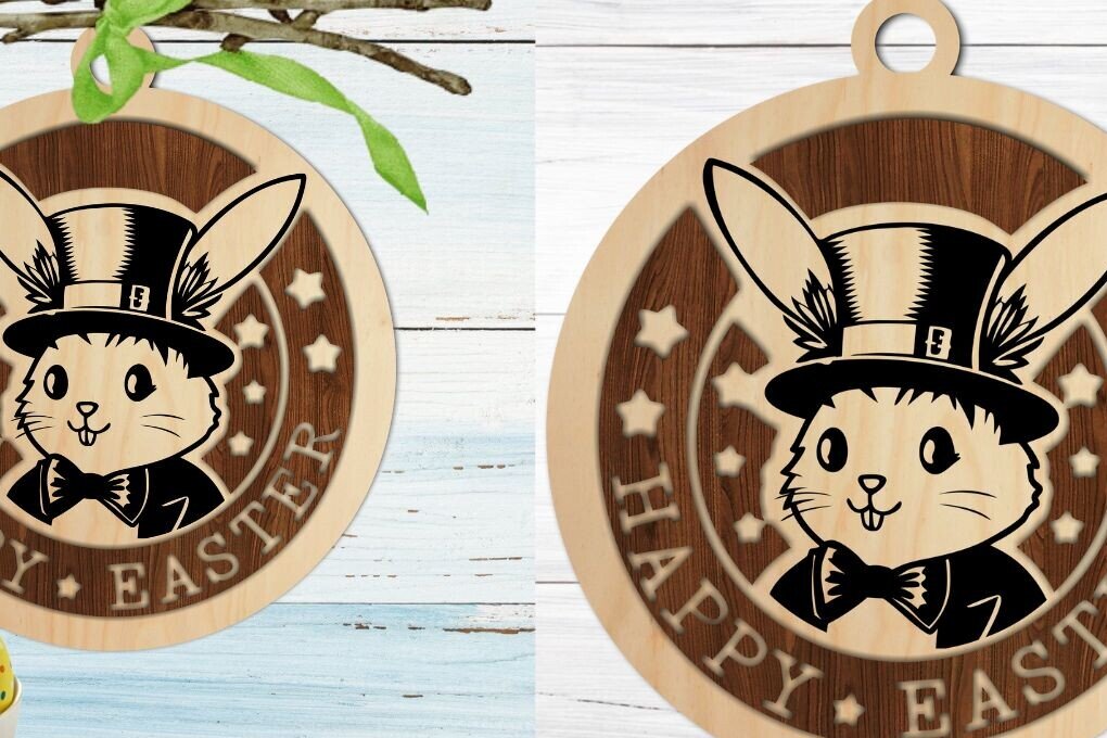 Intra απο ξύλο plywood  Χρώμα wenge 3mm-4mm πάχος - Πασχαλινό κοπής με λέιζερ, Πάσχα λαγουδάκι, Eas Δίασταση 20x20 cm INTRAFABR-94392127