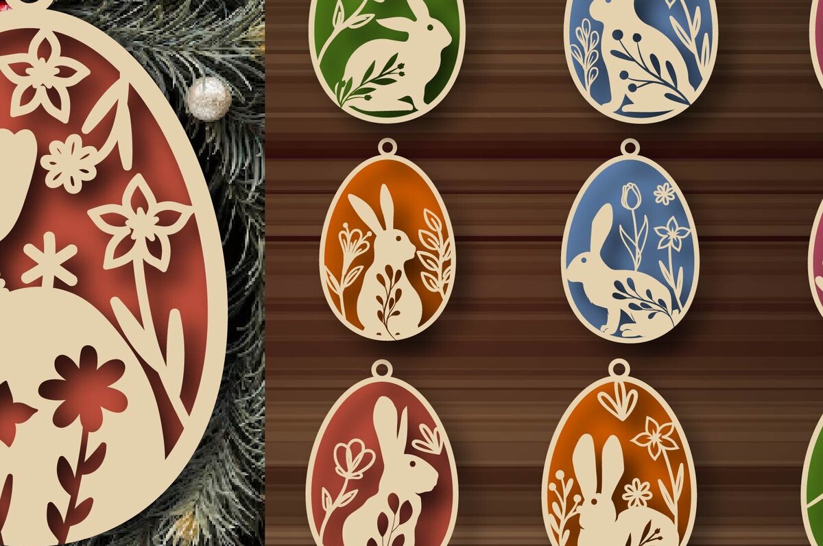 Intra απο ξύλο plywood  Χρώμα wenge 3mm-4mm πάχος - Πασχαλινά αρχεία κομμένα με λέιζερ Bunny Layered Δίασταση 20x25 cm INTRAFABR-94392159