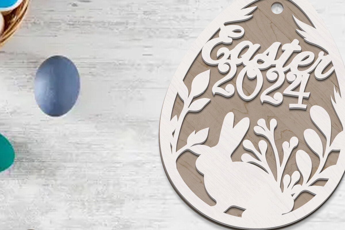 Intra απο ξύλο plywood  Χρώμα wenge 3mm-4mm πάχος - Πασχαλινό πρότυπο κοπής λέιζερ με το κουνέλι Δίασταση 3x4 cm INTRAFABR-117276138