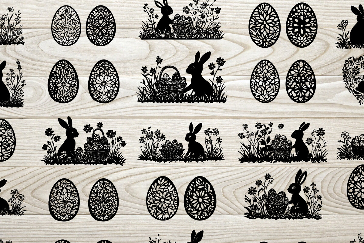 Intra απο ξύλο plywood  Χρώμα wenge 3mm-4mm πάχος - Συλλογή διάνυσμα πασχαλινής περικοπής με λέιζερ Δίασταση 3x3 cm INTRAFABR-117274094