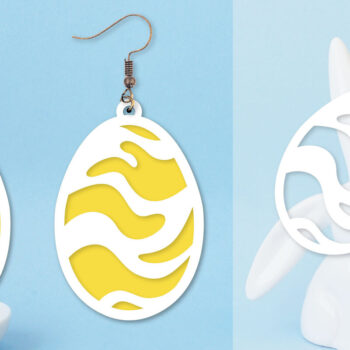 Intra απο ξύλο plywood  Χρώμα wenge 3mm-4mm πάχος - Πασχαλινά σκουλαρίκια I Πασχαλινό αυγό Δίασταση 3x3 cm INTRAFABR-53905025 - Image 1