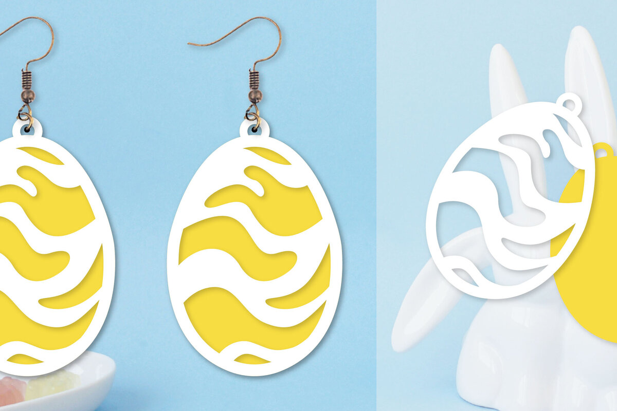 Intra απο ξύλο plywood  Χρώμα wenge 3mm-4mm πάχος - Πασχαλινά σκουλαρίκια I Πασχαλινό αυγό Δίασταση 3x3 cm INTRAFABR-53905025