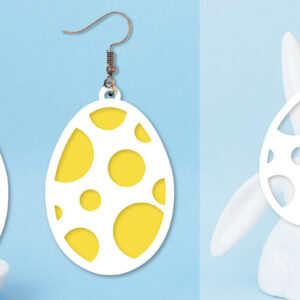 Intra απο ξύλο plywood  Χρώμα wenge 3mm-4mm πάχος - Πασχαλινά σκουλαρίκια I Πασχαλινό αυγό Δίασταση 3x3 cm INTRAFABR-96811744