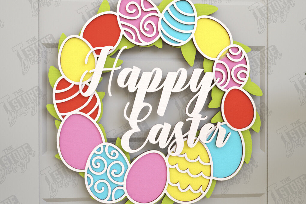 Intra απο ξύλο plywood  Χρώμα wenge 3mm-4mm πάχος - Πασχαλινό στεφάνι | Πασχαλινό σχέδιο Δίασταση 15x15 cm INTRAFABR-91982613