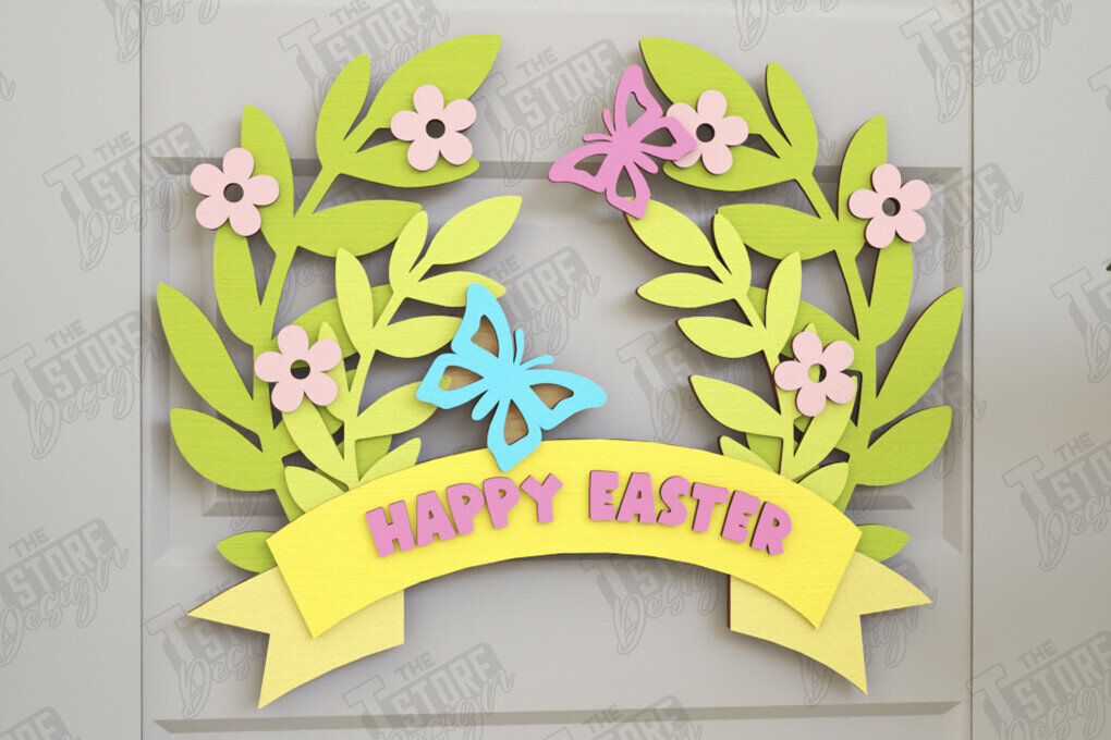 Intra απο ξύλο plywood  Χρώμα wenge 3mm-4mm πάχος - Πασχαλινό στεφάνι | Πασχαλινό σχέδιο Δίασταση 15x15 cm INTRAFABR-91889522