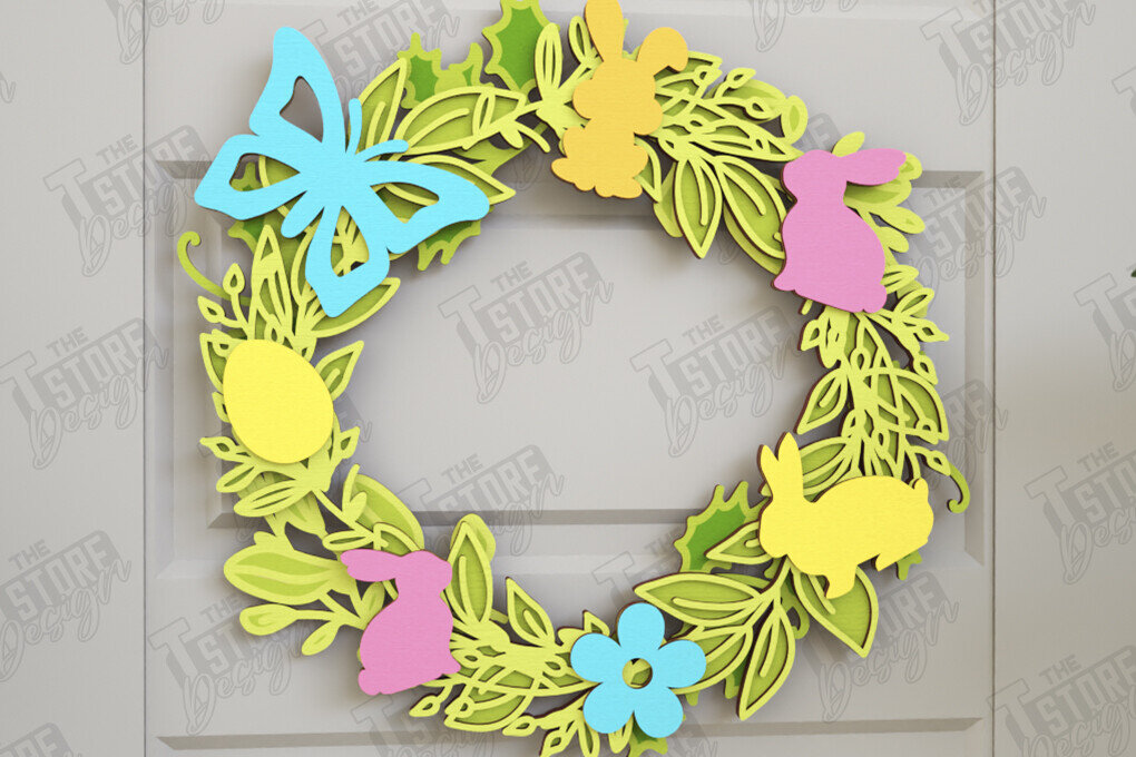 Intra απο ξύλο plywood  Χρώμα wenge 3mm-4mm πάχος - Πασχαλινό στεφάνι | Πασχαλινό σχέδιο Δίασταση 15x15 cm INTRAFABR-91205656