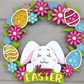 Intra απο ξύλο plywood Χρώμα wenge 3mm-4mm πάχος - Πασχαλινό στεφάνι | Πασχαλινό σχέδιο Δίασταση 15x15 cm INTRAFABR-97585425 - Image 1