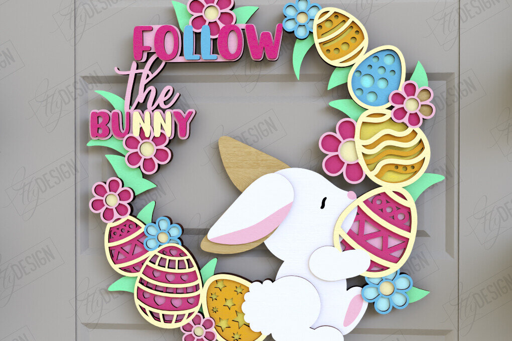 Intra απο ξύλο plywood  Χρώμα wenge 3mm-4mm πάχος - Πασχαλινό στεφάνι | Πασχαλινό σχέδιο Δίασταση 15x15 cm INTRAFABR-117265657