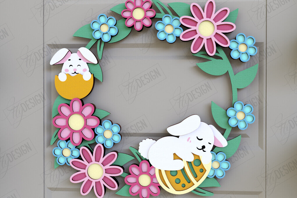 Intra απο ξύλο plywood  Χρώμα wenge 3mm-4mm πάχος - Πασχαλινό στεφάνι | Πασχαλινό σχέδιο Δίασταση 15x15 cm INTRAFABR-117265370