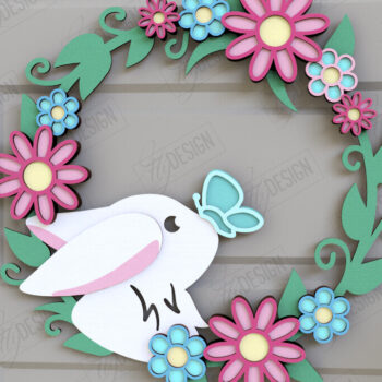 Intra απο ξύλο plywood  Χρώμα wenge 3mm-4mm πάχος - Πασχαλινό στεφάνι | Πασχαλινό σχέδιο Δίασταση 15x15 cm INTRAFABR-37032703 - Image 1