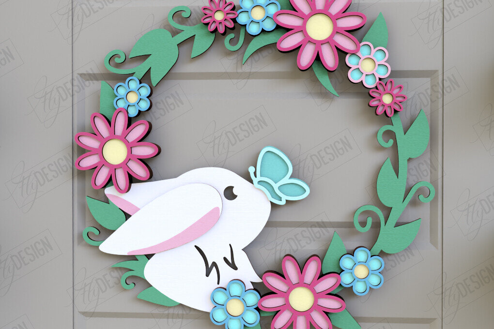 Intra απο ξύλο plywood  Χρώμα wenge 3mm-4mm πάχος - Πασχαλινό στεφάνι | Πασχαλινό σχέδιο Δίασταση 15x15 cm INTRAFABR-37032703