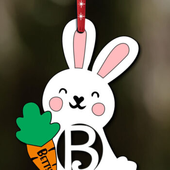 Intra απο ξύλο plywood Χρώμα wenge 3mm-4mm πάχος - Πασχαλινό γράμμα Β Στολίδι Λαγουδάκι κουνέλι Δίασταση 6x6 cm INTRAFABR-74960269 - Image 3