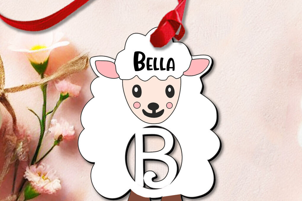 Intra απο ξύλο plywood  Χρώμα wenge 3mm-4mm πάχος - Πασχαλινό γράμμα Β Στολίδι Πρόβατο Αρνί Δίασταση 6x6 cm INTRAFABR-90246158