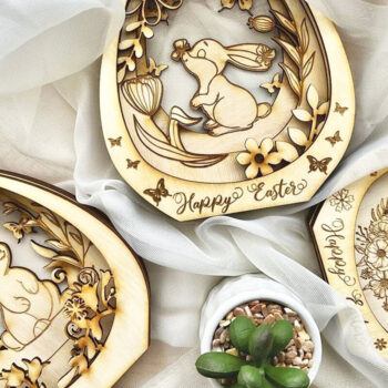 Intra απο ξύλο plywood  Χρώμα wenge 3mm-4mm πάχος - Πασχαλινό MEGA PACK Σχέδια κοπής με λέιζερ Δίασταση 6x6 cm INTRAFABR-76231991 - Image 2