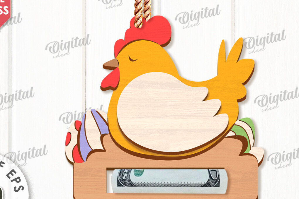 Intra απο ξύλο plywood  Χρώμα wenge 3mm-4mm πάχος - Πασχαλινή θήκη χρημάτων με λέιζερ Δίασταση 15x15 cm INTRAFABR-95790890