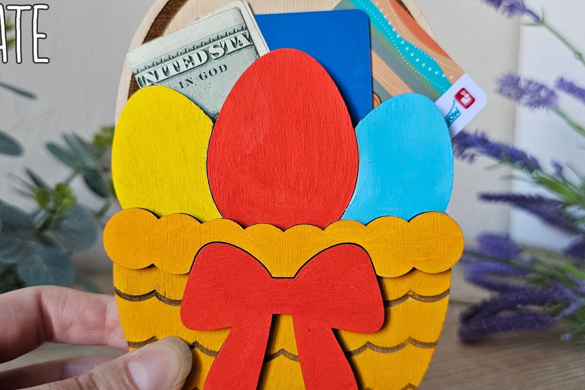 Intra απο ξύλο plywood  Χρώμα wenge 3mm-4mm πάχος - Πασχαλινή θήκη χρημάτων , Καλάθι Αυγό Δίασταση 15x15 cm INTRAFABR-63691303