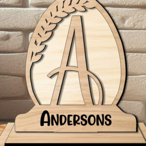 Intra απο ξύλο plywood  Χρώμα wenge 3mm-4mm πάχος - Πασχαλινό μονόγραμμα Γράμμα μια οικογενειακή σφαίρα Δίασταση 15x15 cm INTRAFABR-119308162