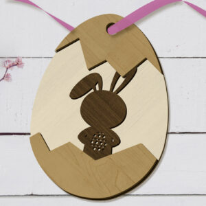 Intra απο ξύλο plywood  Χρώμα wenge 3mm-4mm πάχος - Πασχαλινό πολυστρωματικό αυγό με λαγουδάκι Δίασταση 3x4 cm INTRAFABR-79569638