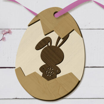 Intra απο ξύλο plywood  Χρώμα wenge 3mm-4mm πάχος - Πασχαλινό πολυστρωματικό αυγό με λαγουδάκι Δίασταση 3x4 cm INTRAFABR-79569638 - Image 1