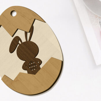 Intra απο ξύλο plywood  Χρώμα wenge 3mm-4mm πάχος - Πασχαλινό πολυστρωματικό αυγό με λαγουδάκι Δίασταση 3x4 cm INTRAFABR-79569638 - Image 2