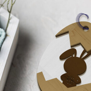 Intra απο ξύλο plywood  Χρώμα wenge 3mm-4mm πάχος - Πασχαλινό πολυστρωματικό αυγό με λαγουδάκι Δίασταση 3x4 cm INTRAFABR-79569638 - Image 3