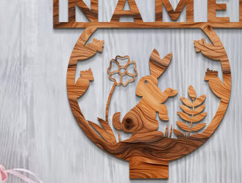 Intra απο ξύλο plywood Χρώμα wenge 3mm-4mm πάχος - Πασχαλινή πινακίδα με πόδι με λέιζερ Δίασταση 15x15 cm INTRAFABR-79441370 - Image 2