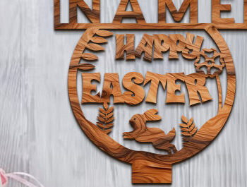 Intra απο ξύλο plywood Χρώμα wenge 3mm-4mm πάχος - Πασχαλινή πινακίδα με πόδι με λέιζερ Δίασταση 15x15 cm INTRAFABR-79441370 - Image 3