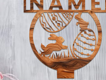 Intra απο ξύλο plywood Χρώμα wenge 3mm-4mm πάχος - Πασχαλινή πινακίδα με πόδι με λέιζερ Δίασταση 15x15 cm INTRAFABR-79441370 - Image 5