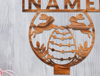 Intra απο ξύλο plywood Χρώμα wenge 3mm-4mm πάχος - Πασχαλινή πινακίδα με πόδι με λέιζερ Δίασταση 15x15 cm INTRAFABR-79441370 - Image 6