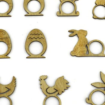 Intra απο ξύλο plywood  Χρώμα wenge 3mm-4mm πάχος - Πασχαλινά δαχτυλίδια χαρτοπετσέτας. κοπής με λέιζερ Δίασταση 15x15 cm INTRAFABR-118026520 - Image 2