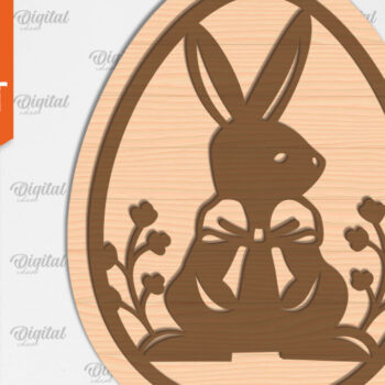 Intra απο ξύλο plywood Χρώμα wenge 3mm-4mm πάχος - Πασχαλινό στολίδι . Λαγουδάκι του Πάσχα Δίασταση 6x6 cm INTRAFABR-118025662 - Image 1