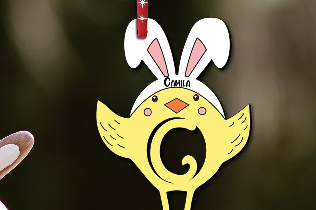 Intra απο ξύλο plywood  Χρώμα wenge 3mm-4mm πάχος - Πασχαλινό στολίδι Γράμμα Γ Πουλί Κοτόπουλο Δίασταση 6x6 cm INTRAFABR-120420866