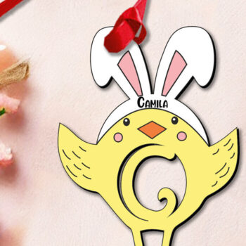 Intra απο ξύλο plywood  Χρώμα wenge 3mm-4mm πάχος - Πασχαλινό στολίδι Γράμμα Γ Πουλί Κοτόπουλο Δίασταση 6x6 cm INTRAFABR-120420866 - Image 2