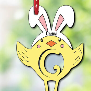 Intra απο ξύλο plywood  Χρώμα wenge 3mm-4mm πάχος - Πασχαλινό στολίδι Γράμμα Γ Πουλί Κοτόπουλο Δίασταση 6x6 cm INTRAFABR-120420866 - Image 3