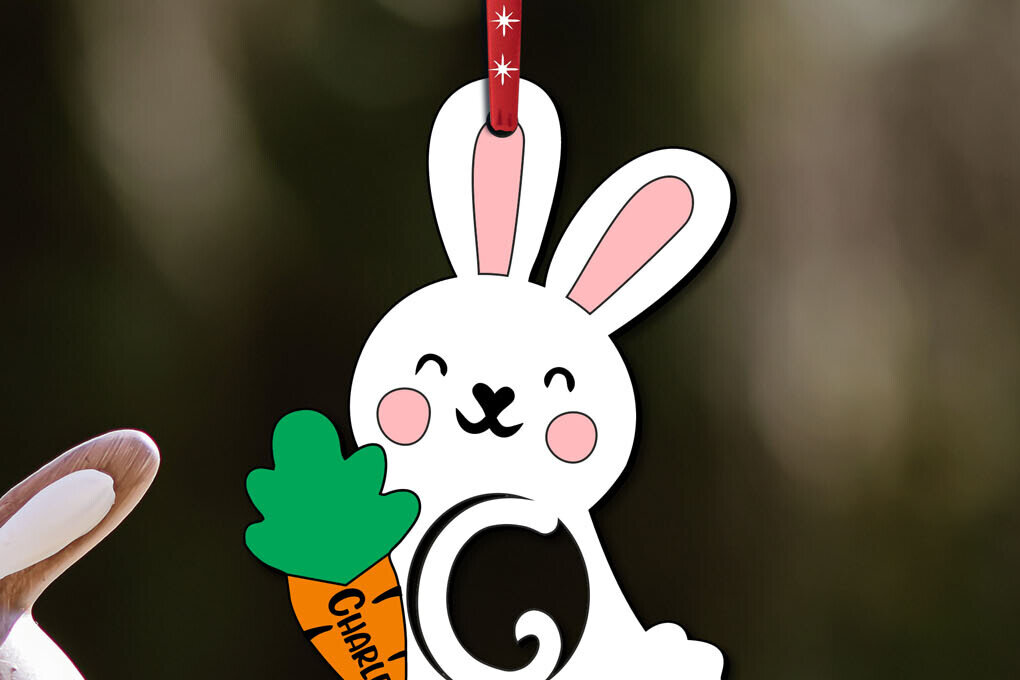 Intra απο ξύλο plywood  Χρώμα wenge 3mm-4mm πάχος - Πασχαλινό διακοσμητικό γράμμα Γ Λαγουδάκι κουνέλι Δίασταση 6x6 cm INTRAFABR-120420874