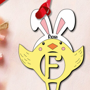 Intra απο ξύλο plywood Χρώμα wenge 3mm-4mm πάχος - Πασχαλινό στολίδι Γράμμα F Κοτόπουλο πουλί Δίασταση 6x6 cm INTRAFABR-120619102 - Image 1