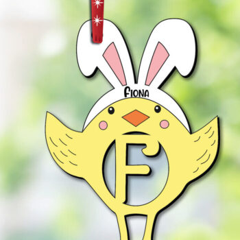 Intra απο ξύλο plywood Χρώμα wenge 3mm-4mm πάχος - Πασχαλινό στολίδι Γράμμα F Κοτόπουλο πουλί Δίασταση 6x6 cm INTRAFABR-120619102 - Image 2