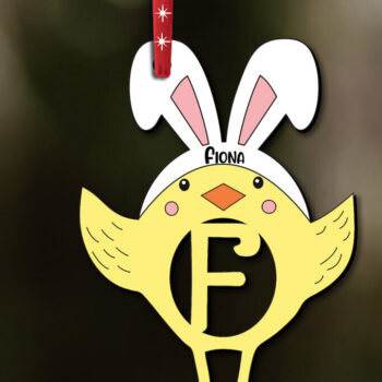 Intra απο ξύλο plywood Χρώμα wenge 3mm-4mm πάχος - Πασχαλινό στολίδι Γράμμα F Κοτόπουλο πουλί Δίασταση 6x6 cm INTRAFABR-120619102 - Image 3