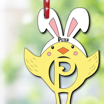 Intra απο ξύλο plywood Χρώμα wenge 3mm-4mm πάχος - Πασχαλινό Στολίδι Γράμμα P Κοτόπουλο Δίασταση 6x6 cm INTRAFABR-117895386 - Image 1