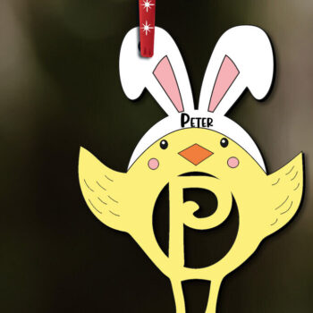 Intra απο ξύλο plywood Χρώμα wenge 3mm-4mm πάχος - Πασχαλινό Στολίδι Γράμμα P Κοτόπουλο Δίασταση 6x6 cm INTRAFABR-117895386 - Image 2