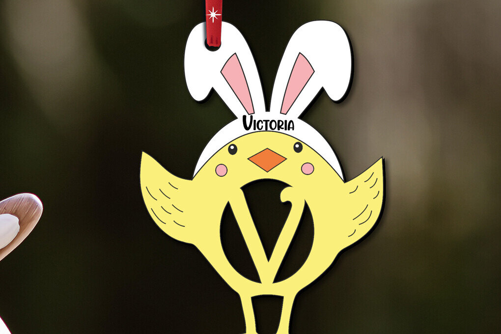 Intra απο ξύλο plywood  Χρώμα wenge 3mm-4mm πάχος - Πασχαλινό Στολίδι Γράμμα V Κοτόπουλο Δίασταση 6x6 cm INTRAFABR-90818614