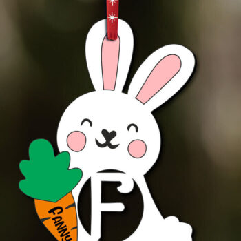 Intra απο ξύλο plywood Χρώμα wenge 3mm-4mm πάχος - Πασχαλινό Στολίδι Γράμμα F Δώρο λαγουδάκι Δίασταση 6x6 cm INTRAFABR-91982598 - Image 1