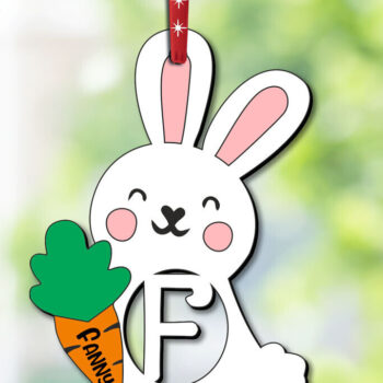 Intra απο ξύλο plywood Χρώμα wenge 3mm-4mm πάχος - Πασχαλινό Στολίδι Γράμμα F Δώρο λαγουδάκι Δίασταση 6x6 cm INTRAFABR-91982598 - Image 2