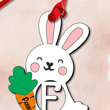 Intra απο ξύλο plywood Χρώμα wenge 3mm-4mm πάχος - Πασχαλινό Στολίδι Γράμμα F Δώρο λαγουδάκι Δίασταση 6x6 cm INTRAFABR-91982598 - Image 3