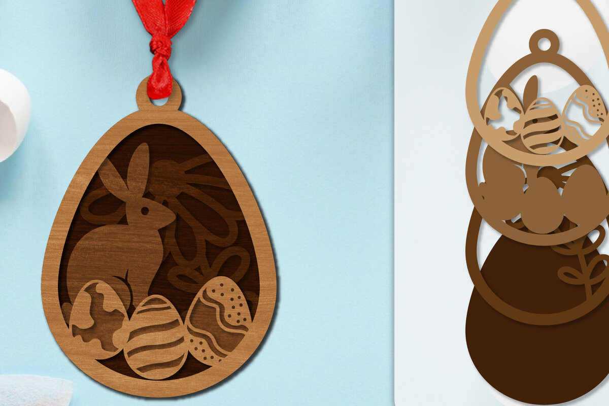 Intra απο ξύλο plywood  Χρώμα wenge 3mm-4mm πάχος - Πασχαλινά στολίδια με στρώσεις Lasercut Δίασταση 6x6 cm INTRAFABR-115556154