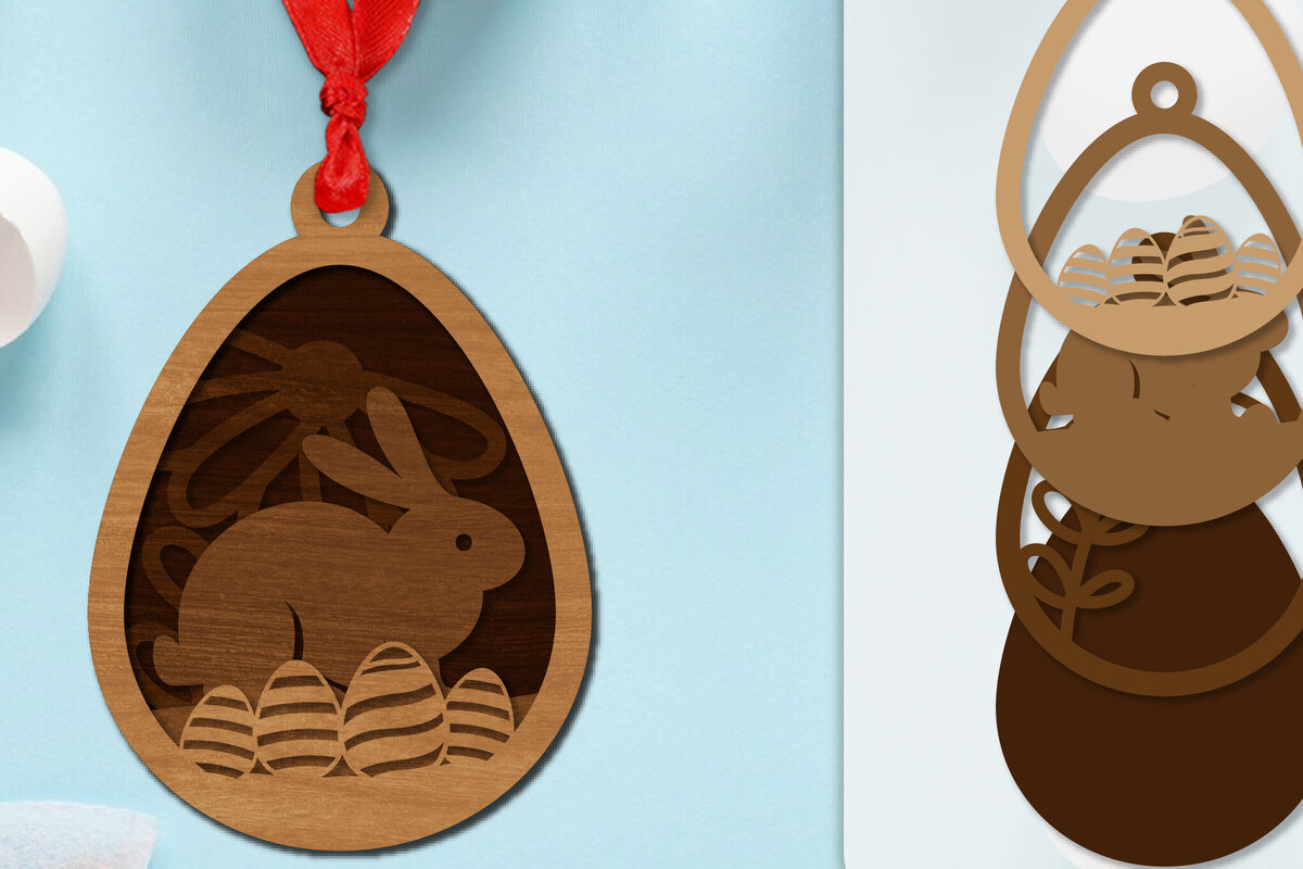 Intra απο ξύλο plywood  Χρώμα wenge 3mm-4mm πάχος - Πασχαλινά στολίδια με στρώσεις Lasercut Δίασταση 6x6 cm INTRAFABR-115556160