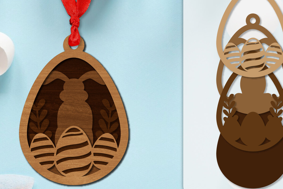 Intra απο ξύλο plywood  Χρώμα wenge 3mm-4mm πάχος - Πασχαλινά στολίδια με στρώσεις Lasercut Δίασταση 6x6 cm INTRAFABR-115556187