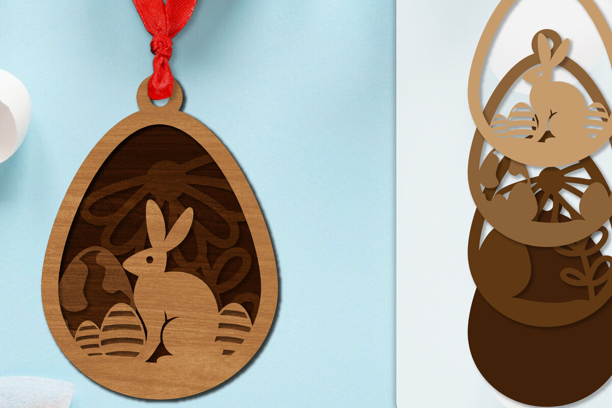 Intra απο ξύλο plywood  Χρώμα wenge 3mm-4mm πάχος - Πασχαλινά στολίδια με στρώσεις Lasercut Δίασταση 6x6 cm INTRAFABR-115805929