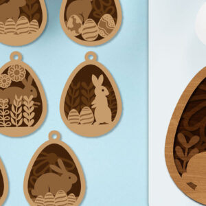 Intra απο ξύλο plywood  Χρώμα wenge 3mm-4mm πάχος - Πασχαλινά στολίδια με στρώσεις Lasercut ΔΕΜΑ Δίασταση 6x6 cm INTRAFABR-92415544