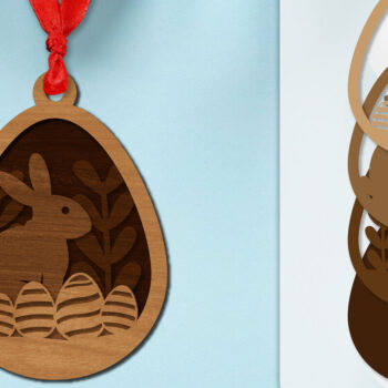 Intra απο ξύλο plywood  Χρώμα wenge 3mm-4mm πάχος - Πασχαλινά στολίδια με στρώσεις Lasercut ΔΕΜΑ Δίασταση 6x6 cm INTRAFABR-92415544 - Image 3